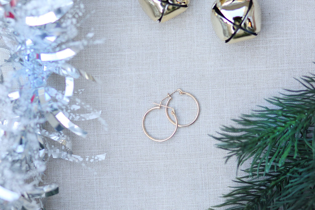14K Gold Thin 20mm Hoops