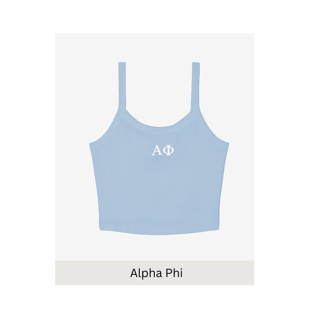 Embroidered Sorority Letter Tank- Light Blue
