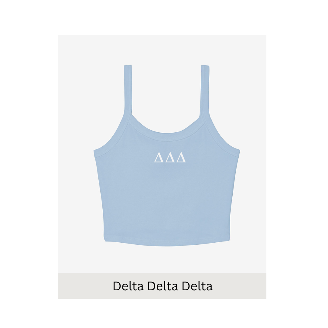 Embroidered Sorority Letter Tank- Light Blue