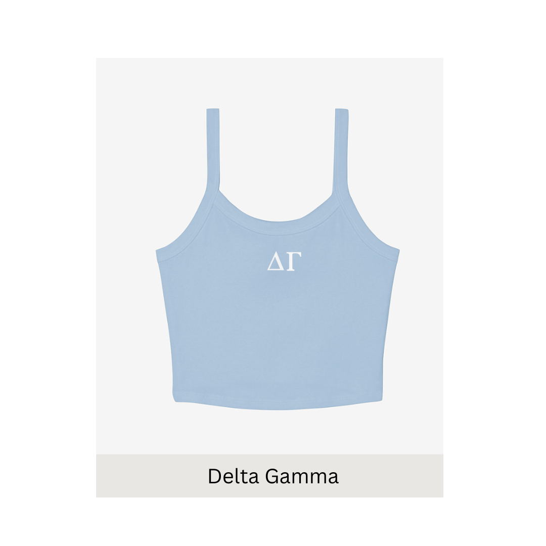 Embroidered Sorority Letter Tank- Light Blue