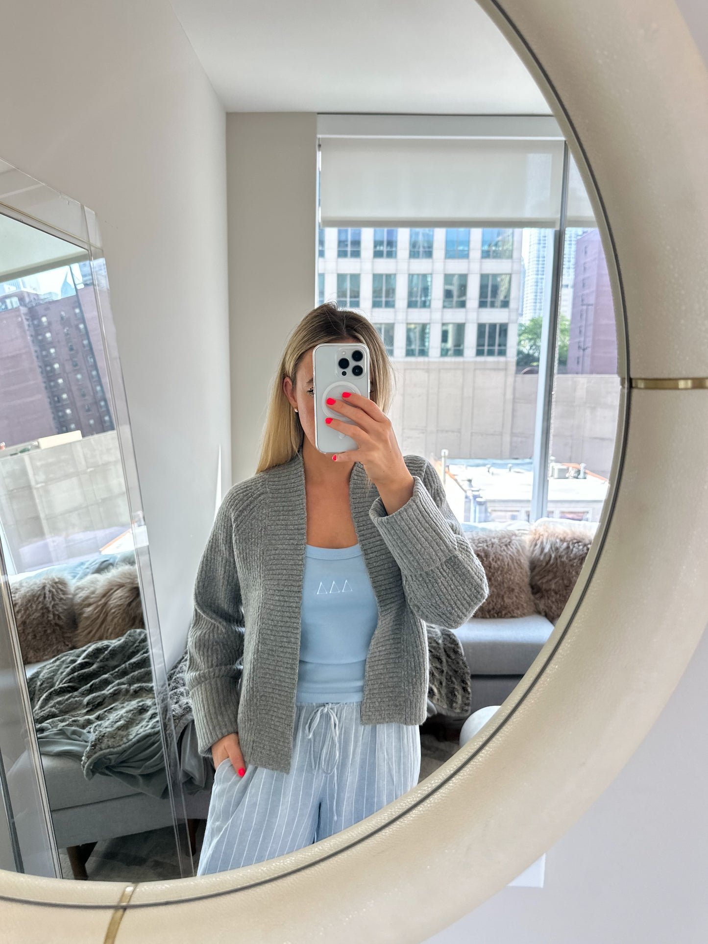 Embroidered Sorority Letter Tank- Light Blue