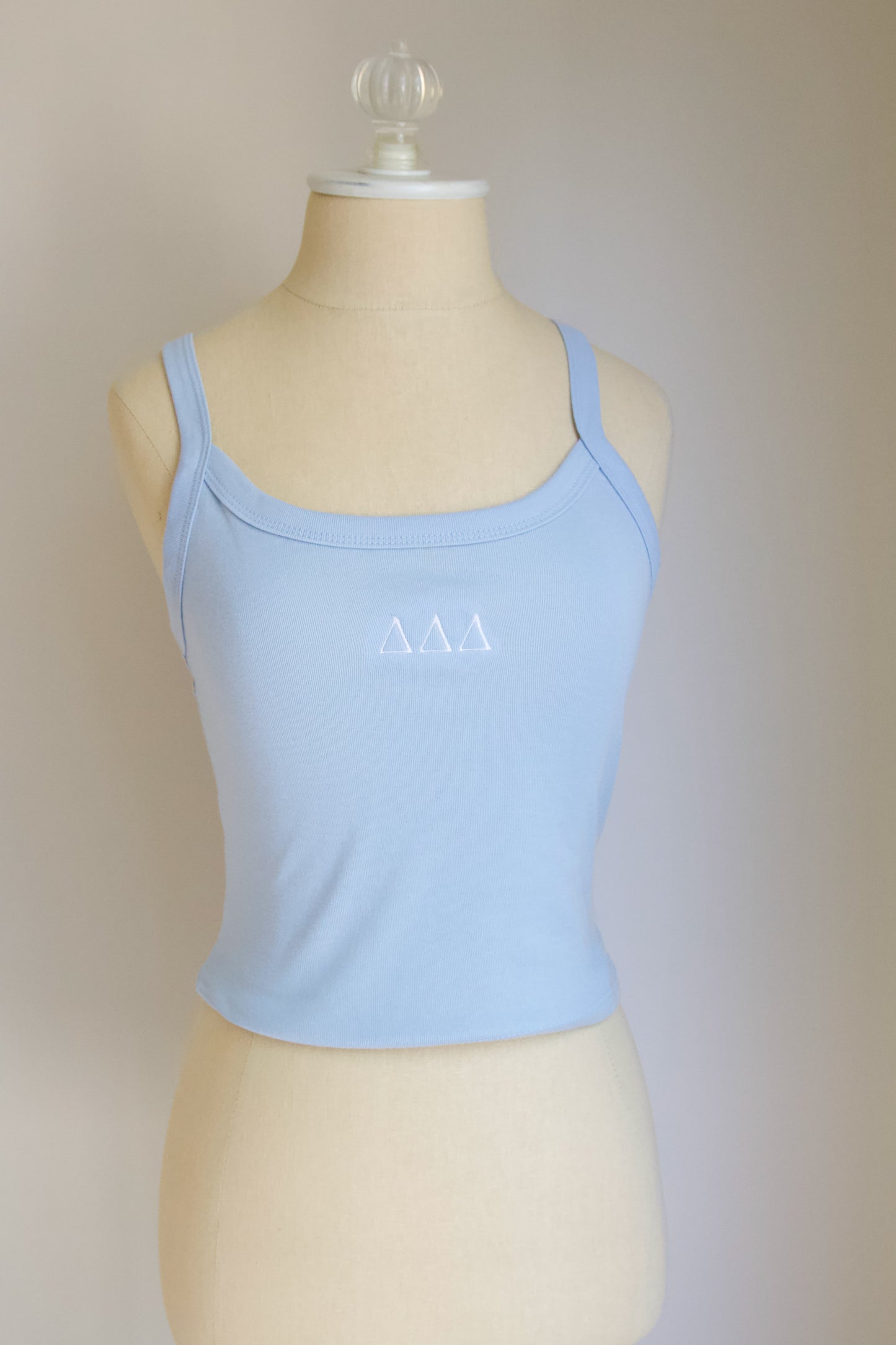 Embroidered Sorority Letter Tank- Light Blue