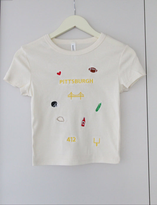 Pittsburgh Football Baby Tee in Ivory