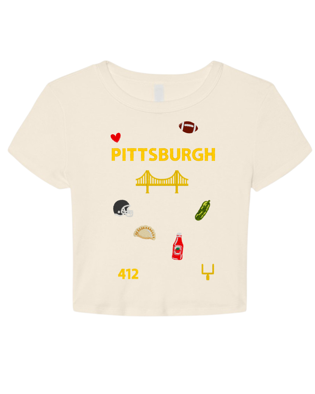 Pittsburgh Football Baby Tee in Cream