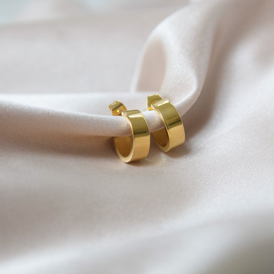 Thick Hoop Earrings Gold